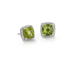 peridot earrings peridot halo stud earrings in sterling silver (8x8mm) OZUBHTN