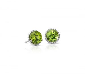 peridot earrings peridot rope stud earrings in sterling silver (7mm) SAGCMAZ