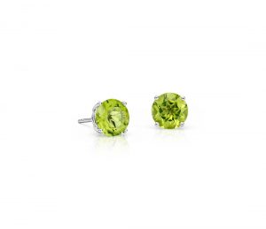 peridot earrings peridot stud earrings in 14k white gold (7mm) SQHJMUS