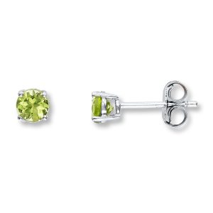 peridot earrings round-cut 14k white gold QAYXXSB