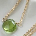 peridot necklace - simple peridot pendant - green gemstone - august QHHBEYI