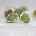 peridot studs / raw peridot earrings / green stone earrings / raw CMJCDSR