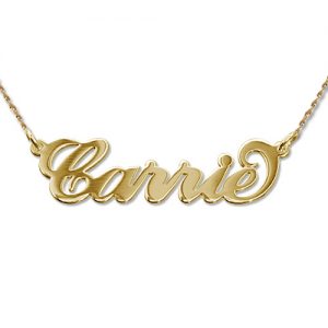 personalized 14k gold carrie name necklace AFOOBGZ