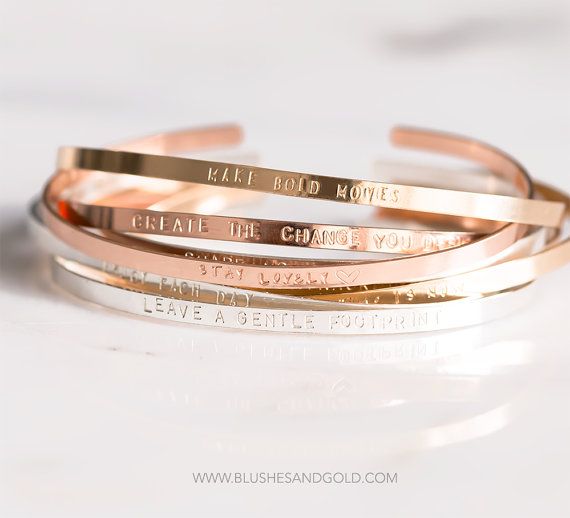 personalized bracelets mantra bracelet, stacking personalized cuff bracelet, inspirational bracelet,  custom hand stamped KLOLSWE