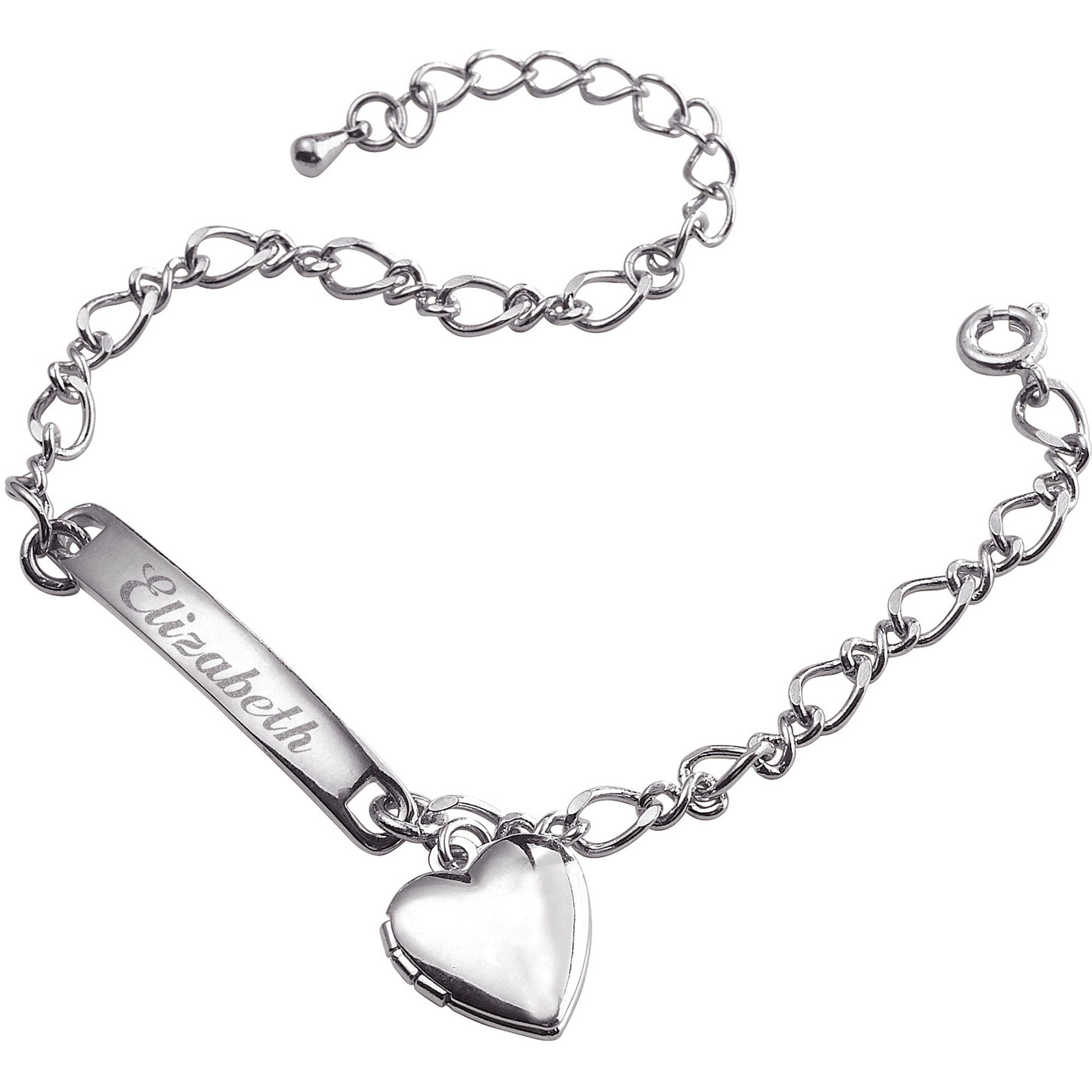 personalized bracelets personalized silver-plated girlsu0027 heart charm bracelet - walmart.com CFEPWTP