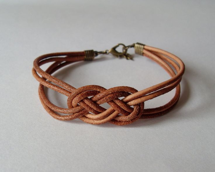 photo bracelet leather sailor knot bracelet - natural brown leather strap bracelet with XOATJYF