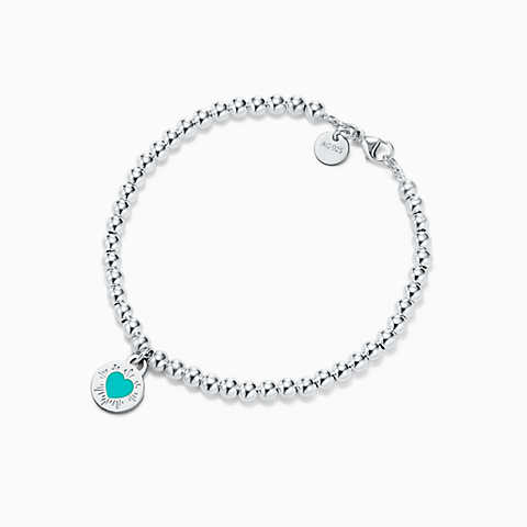 photo bracelet new return to tiffany® round heart charm in silver on a bead AXOROVV