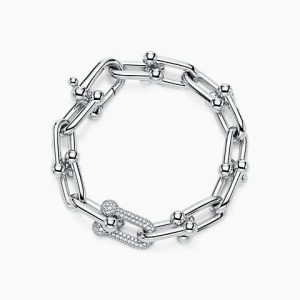 photo bracelet new tiffany hardwear link bracelet in 18k white gold with diamonds, medium. KVQUNFI