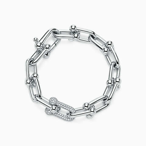 photo bracelet new tiffany hardwear link bracelet in 18k white gold with diamonds, medium. KVQUNFI