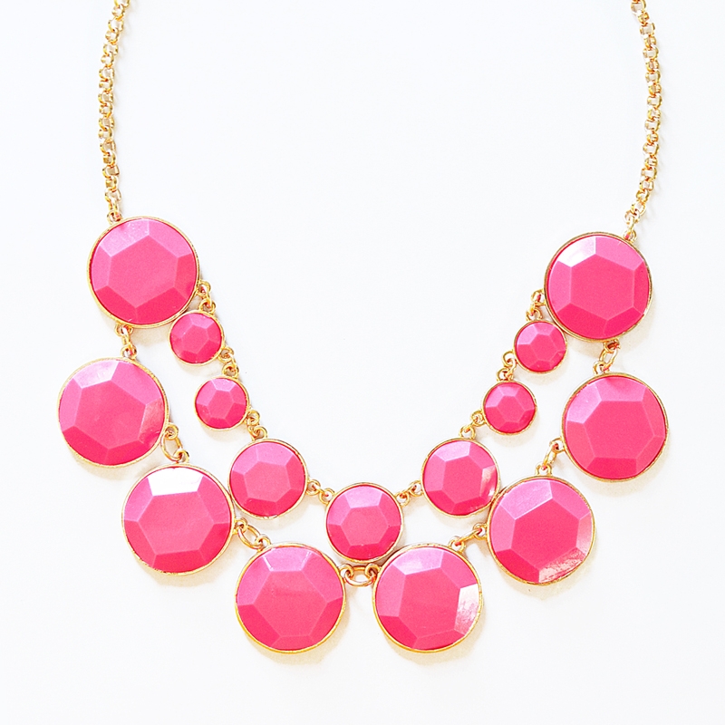 pink necklace bauble necklace, bauble box bib, double strand necklace, two tier necklace, DCZBMCL