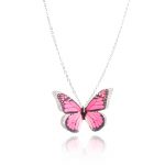 pink necklace butterfly necklace pink monarch APRJUHK