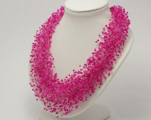 pink necklace gift for women beaded necklace bff necklace magenta necklace fuchsia  necklace VZLNCGN