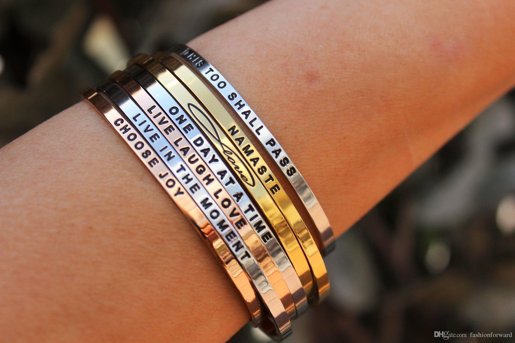 popular bracelets factory wholesale custom men women popular engraved inspirational quotes  gold thin WZJRAJR