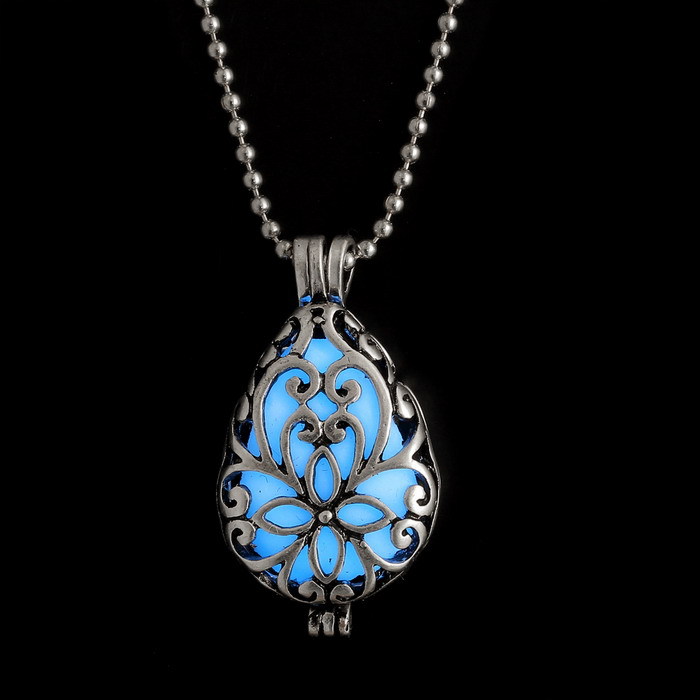 pretty necklaces glowing luminous vintage necklaces steampunk pretty magic waterdrop locket  glow in WYNVWYI