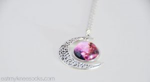 pretty necklaces the starry sky/galaxy-print moon pendant necklace from born pretty store. IQWCDOT