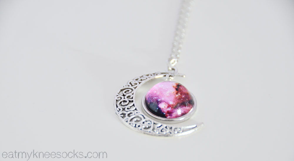 pretty necklaces the starry sky/galaxy-print moon pendant necklace from born pretty store. IQWCDOT
