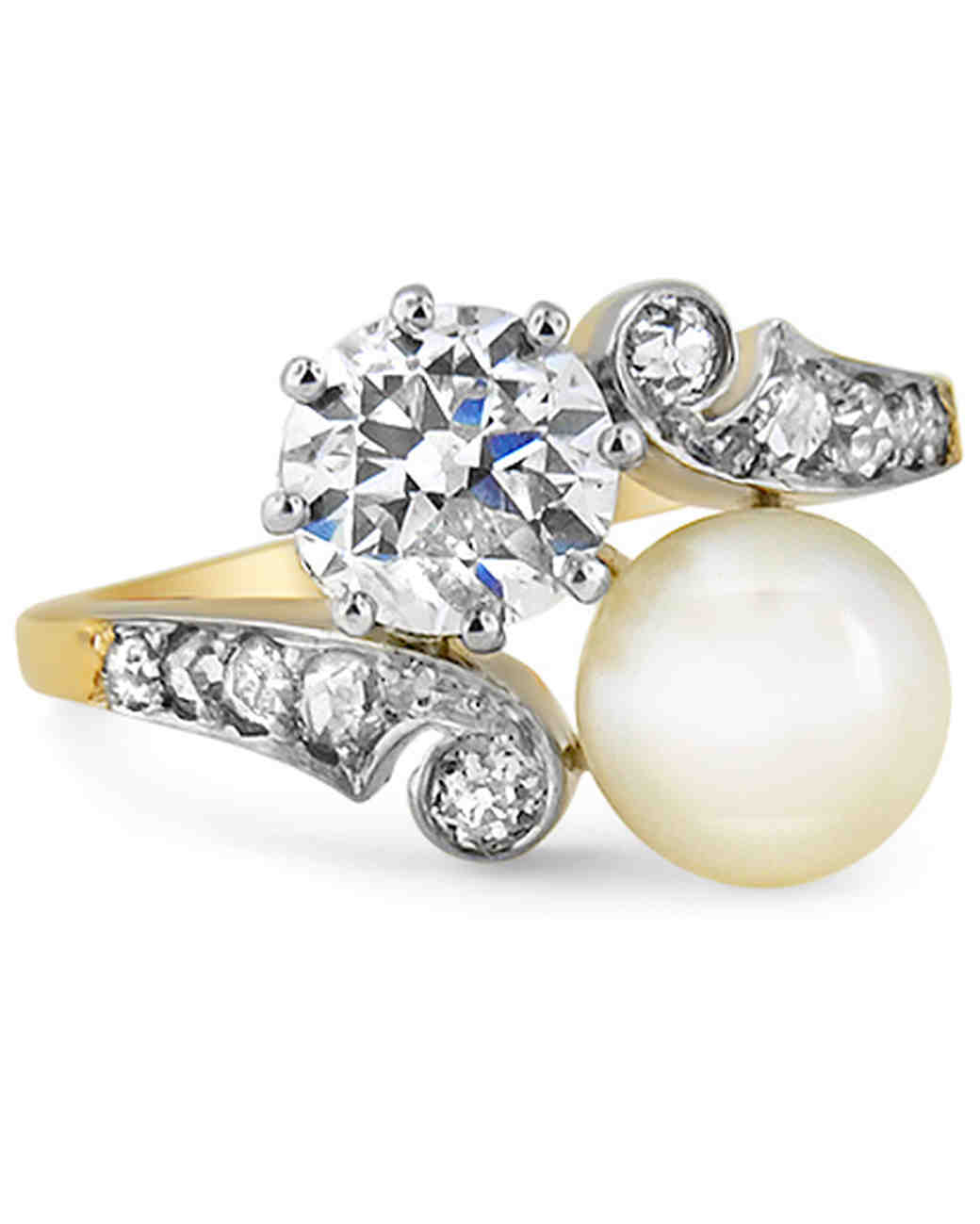 pretty pearl engagement rings | martha stewart weddings KBGTRQP