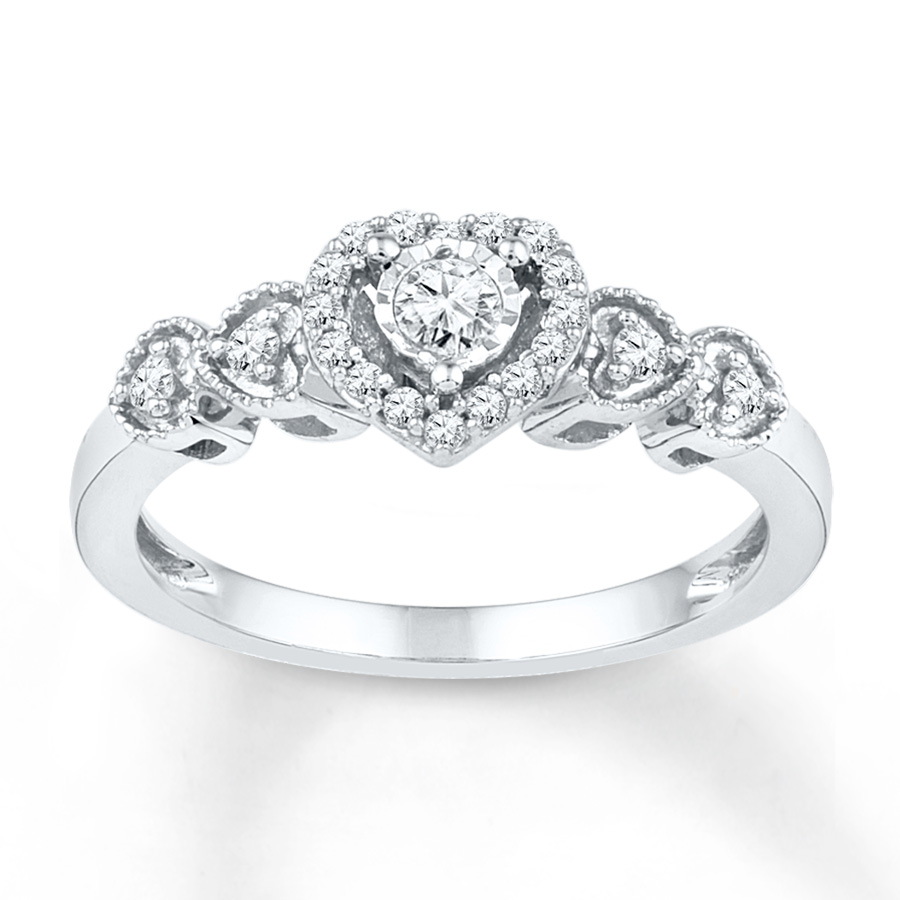 promise rings diamond promise ring 1/5 ct tw round-cut sterling silver OXSASHM