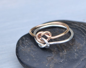 promise rings double knot ring, rose gold filled ring, two toned ring, stacker ring, AHGUKFI