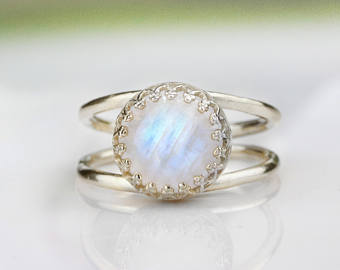 rainbow moonstone ring,silver ring,moonstone jewelry,october  birthstone,silver stone ring HVYOGIH