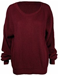 red jumper made by purl® ladies new plain chunky knit loose baggy oversized jumper  tops ETJQFMI