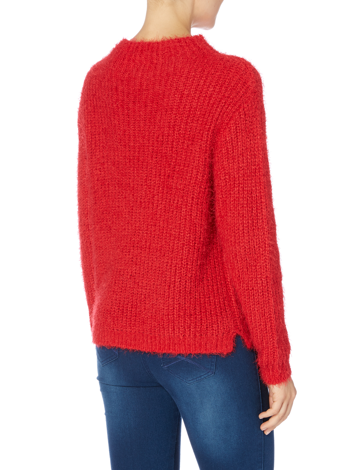 red jumper red fluffy knit jumper GXBDXEP