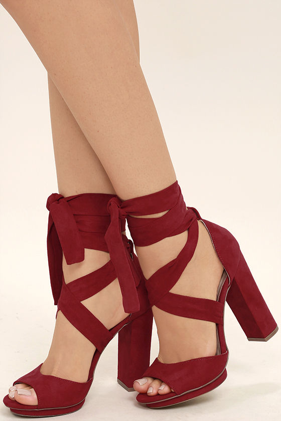 red platform heels dorian dark red suede lace-up platform heels 1 SYAUDHG