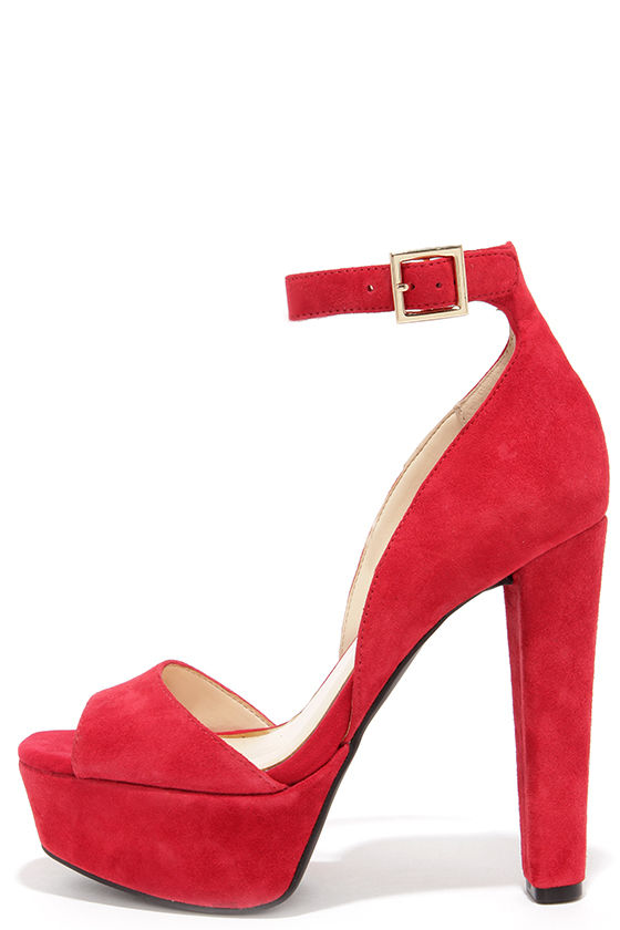 red platform heels pretty red heels - kid suede heels - platform heels - $95.00 FSACXGZ