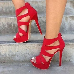 red platform heels shoespie red cut out open toe platform heels LDJAYAF