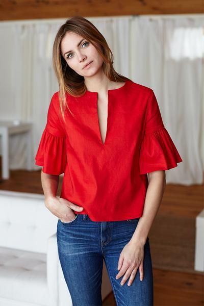 red top emerson fry | mod ruffle top - red WPRLBDS