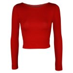 red top wearall jeane long sleeve crop top ($9.32) ❤ liked on polyvore featuring  tops, QVNMROK