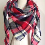 red, white, and black plaid blanket scarf fall and winter scarves IGOXSXZ