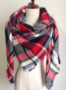 red, white, and black plaid blanket scarf fall and winter scarves IGOXSXZ