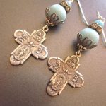 religious jewelry vintage cross earrings, religious assemblage earrings, repurposed jewelry KHMGCKZ