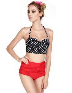 retro bikini online shop vintage retro rockabilly polka dot high waisted 50s style bikini  swimsuit YMVBKRB