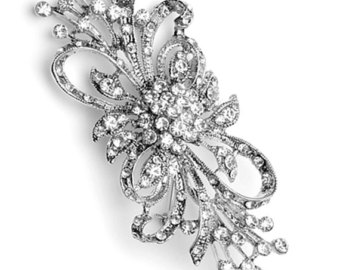 rhinestone brooches gb203 bridal rhinestone brooch pin silver crystal glass embellishment 3.75 QYCSMOL