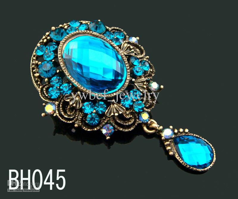 rhinestone brooches wholesale hot sell women vintage water droplets pendant flower rhinestone  brooches BRPAHNE