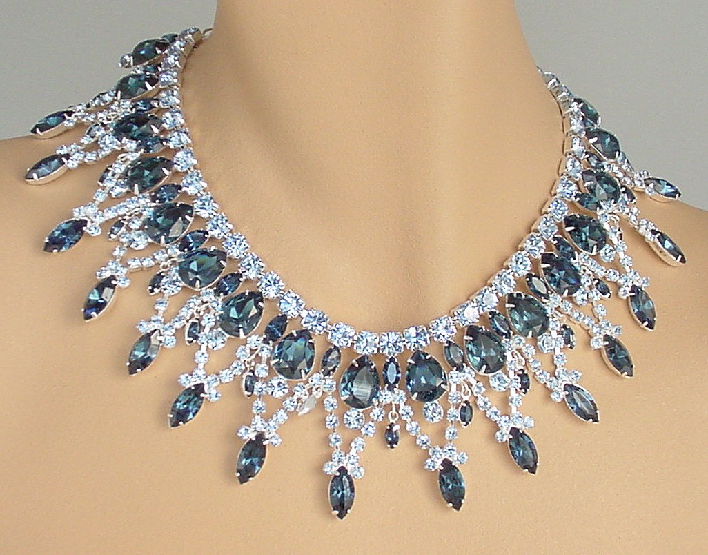 rhinestone jewelry juliana style bib necklace and earrings PNBIHTK