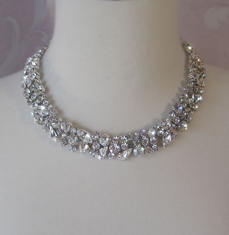 rhinestone jewelry rhinestone necklace, bridal choker, wedding nacklace, crystal rhinestone  necklace - charlotte NLKZVND