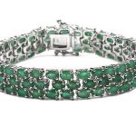 rhodium plated emerald bracelet in sterling silver DQCJWTL