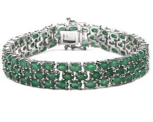 rhodium plated emerald bracelet in sterling silver DQCJWTL