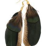 rich green black brown feather earrings ECFMKCQ