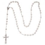 rosary necklace sterling silver pearl rosary bead necklace JUKOKLV