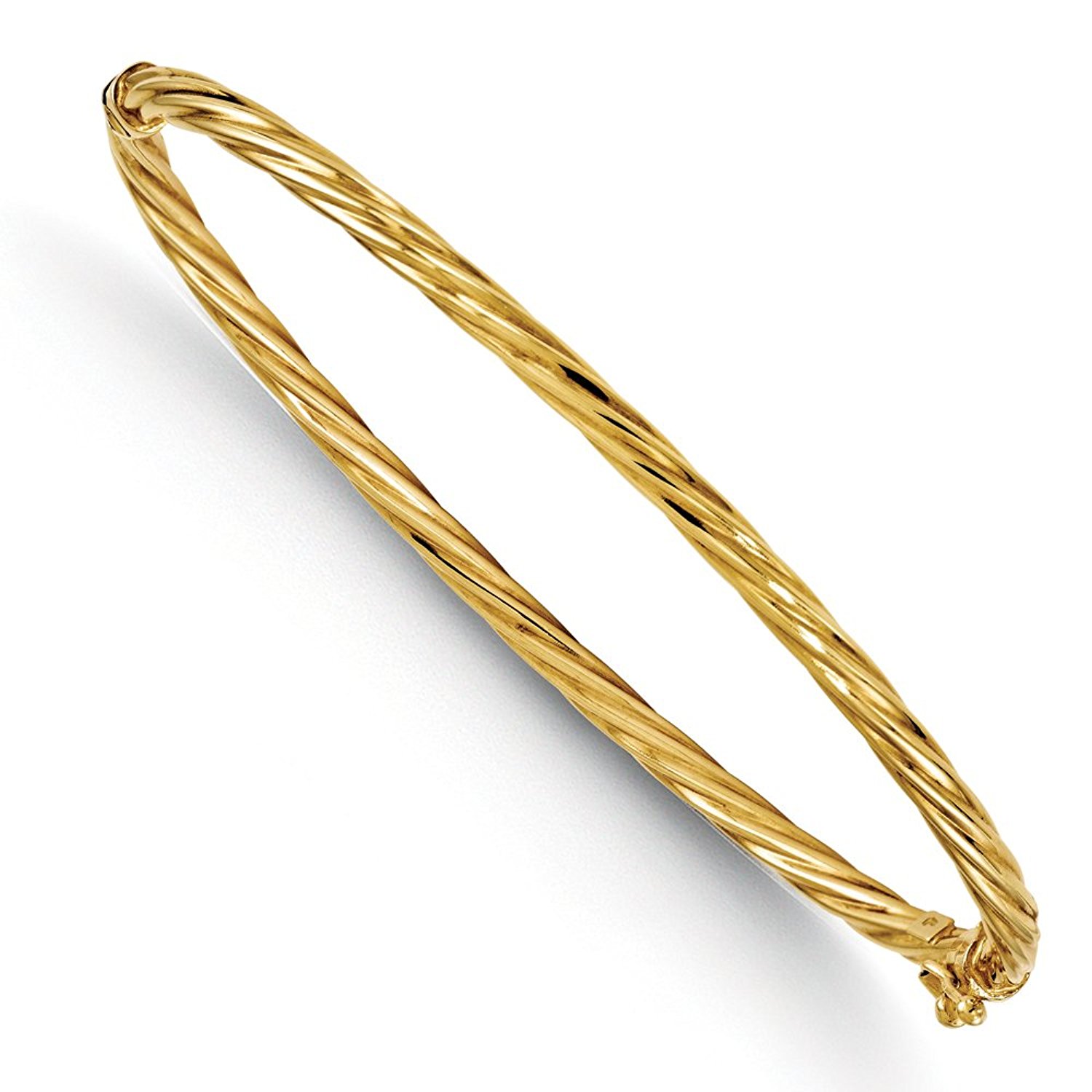 rose gold bangle bracelet amazon.com: italian 3mm twisted hinged bangle bracelet in 14k yellow gold: TVGXOCZ