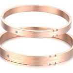 rose gold bangle bracelet titanium stainless steel couple bangles bracelets set for  wedding/anniversary/valentine gift (rose GSDGOZX