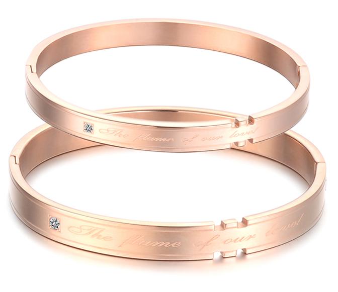 rose gold bangle bracelet titanium stainless steel couple bangles bracelets set for  wedding/anniversary/valentine gift (rose GSDGOZX