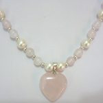 rose quartz necklace and pendant with white pearls OMICLXR