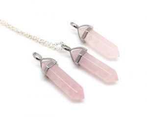 rose quartz necklace - raw rose quartz pendant - raw rose quartz ZWIPSWX