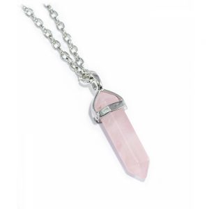 rose quartz necklace rose quartz healing crystal bullet necklace VWYBNAO