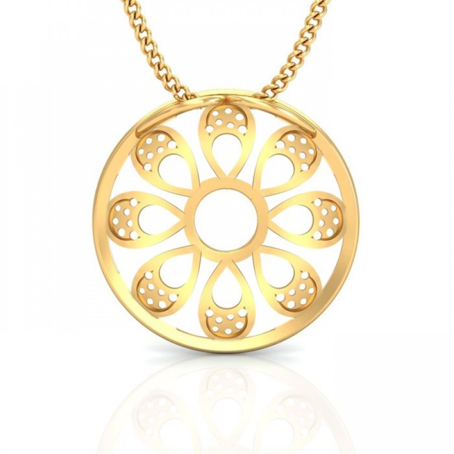 round floral gold pendant BYAUYSZ
